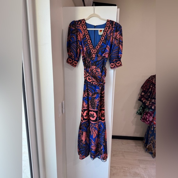 FARM Rio Vibrant Blue and Pink Midi Dress - Picture 3 of 9